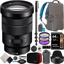Sony 18-105mm F/4 E PZ G OSS Power Zoom G Lens SELP18105G for Mirrorless E-Mount Cameras Bundle with Deco Gear Photography Backpack Case + Filter Kit