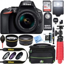Nikon D5600 24.2MP DX-Format Digital SLR Camera with AF-P 18-55mm f/3.5-5.6G VR Lens Kit Bundle with 32GB Memory Card, Bag, Flash, Filter Kit and Acce
