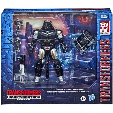 Figura Transformers Generations War for Cybertron Exclusive Deluxe Covert Agent Ravage and Micromaster Decepticons Forever Ravage