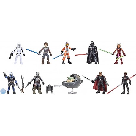 Star Wars Toys Mission Fleet 2.5-Inch-Scale Action Figure 10-Pack, 19 Accessories, with Darth Vader, Luke Skywalker and Grogu, Ages 4 and Up (Amazon E