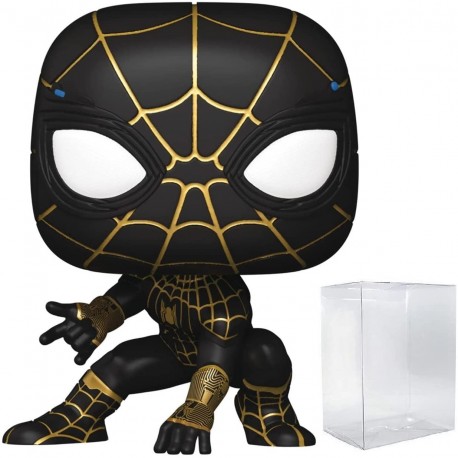 Marvel: Spider-Man: No Way Home - Spiderman in Black and Gold Suit Funko Pop! Vinyl Figure (Bundled with Compatible Pop Box Protector Case)