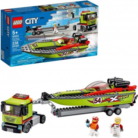 LEGO City Race Boat Transporter 60254 Race Boat Toy, Fun Building Set for Kids (238 Pieces)