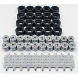 NEW Lego 24 X 14 Tire, Wheel and Technic Plate Axles Bulk Lot - 50 Pieces Total