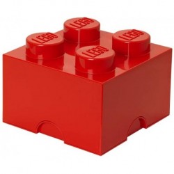 LEGO Brick 4 Knobs Stackable Storage Box, Red, 5.7 Litre