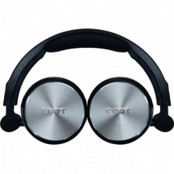Coby CVH-804-SLV Aluminum Foldz Headphones with Built-In Mic, Silver