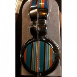 iHip IP-STRIPES-BL DJ Style Stripes Headphone - Blue /Black (Discontinued by Manufacturer)