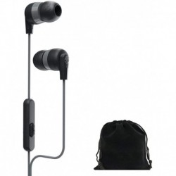 Skullcandy Ink'd Plus in-Ear Earbuds Wired w/Microphone, Includes Velvet Pouch - Black
