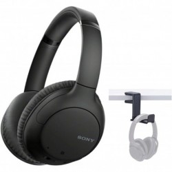 Sony WHCH710N Wireless Bluetooth Noise Canceling Over-The-Ear Headphones (Black) with Knox Gear Headphone Hanger Mount Bundle (2 Items)