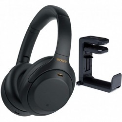 Sony WH-1000XM4 Wireless Noise Canceling Over-Ear Headphones (Black) Knox Gear Headphone Hanger Mount Bundle (2 Items)