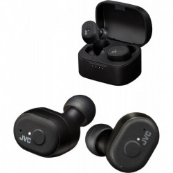 Audífonos JVC HAA11T Series Marshmallow True Wireless Earbuds Headphones, 28H Long Battery Life with Charging Case, Waterproof IPX5 (Black)
