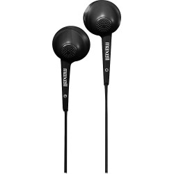 Maxell 191569 Soft Rubber Body Comfort Fit Jelleez Soft Ear Buds Black With Built In Microphone