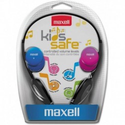 Maxell 190338 Kids Safe Headphones, Pink/Blue/Silver