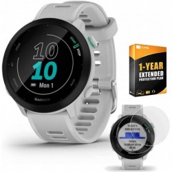 Garmin Forerunner 55 GPS Running Watch (White) with 2-Pack Screen Protector Bundle