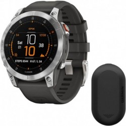Garmin epix Gen 2, Premium Active Smartwatch, Touchscreen AMOLED Display (Slate Steel, 010-02582-00) Bundle with Varia RVR315 Cycling Rearview Radar w