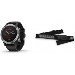 Garmin Fenix 6, Premium Multisport GPS Watch, Heat and Altitude Adjusted V02 Max, Pulse Ox Sensors and Training Load Focus, Silver with Black Band & 0
