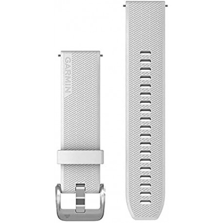 Garmin Quick Release 20 Watch Band, White Silicone with Polished Silver Hardware, (010-13114-01)