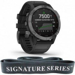 Garmin Fenix 6 Pro Solar Powered Premium Multisport GPS Smartwatch and Signature Series Stretch Band