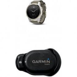 Garmin Fenix 5S Sapphire - Champagne with Gray Suede and White Band and Temperature Sensor for the Fenix Outdoor Watch