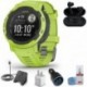 Garmin Instict 2 Standard Edition Smart Watch Electric Lime + Wireless Headphones + Watch Charging Stand + USB Car Adapter + USB Wall Adapter + LCD Sc