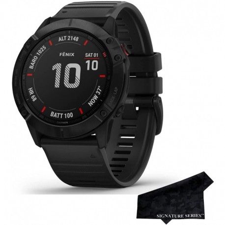 Garmin Fenix 6X Pro Premium Multisport GPS Watch, Mapping and Music and Signature Series Cloth