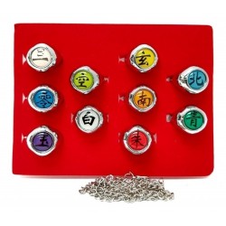 Naruto Clan Akatsuki Estuche X 10 Anillos Cosplay