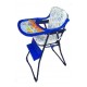 Silla Comedor Alta Bebe Plegable Metalica Acolchada Azul