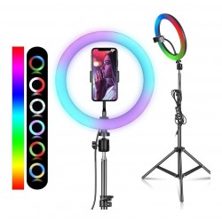 Aro De Luz Rgb Led Flash 33 Cm Fotografía Selfie + Trípode