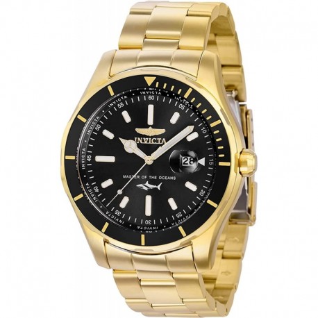 Reloj 35593 Invicta Men's Pro Diver Black Dial Yellow Gold Steel Watch