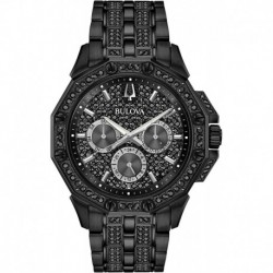 Reloj 98C134 Bulova Men's Crystal Octava Quartz Watch Stainless Steel Strap, Black, 21 Model