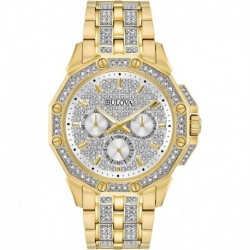 Reloj 98C126 Bulova Men's Crystal Octava Quartz Watch Stainless Steel Strap, Gold, 21 Model