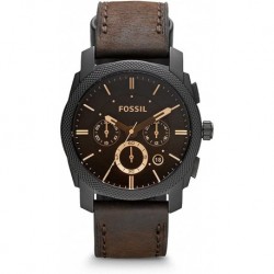 Reloj FS4656 Fossil Men's Machine Chrono Quartz Leather Chronograph Watch, Color Black, Brown Model