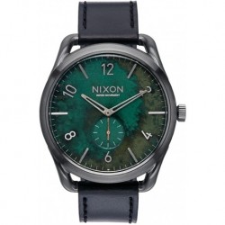 Reloj Nixon C45 Leather A465-2069 Hombre Gunmetal Green Oxyd (Importación USA)