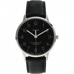 Reloj TW2V01500VQ Timex Men's Waterbury Classic 40mm Stainless Steel Quartz Leather Strap, Black, 20 Casual Watch Model