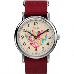 Reloj TW2V29900 Timex Men's Weekender x Coca Cola Stainless Steel Quartz Watch Fabric Strap, Red, 20 Model