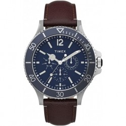 Reloj TW2U13000 Timex Men's Harborside Stainless Steel Quartz Watch Leather Strap, Brown, 19 Model
