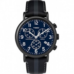 Reloj TWF3C8400 Timex Men's Weekender Quartz Watch Leather Strap, Black, 19 Model