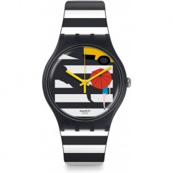 Reloj SUOM108 Swatch Men's Originals Black Multi Rubber Analog Quartz Fashion Watch
