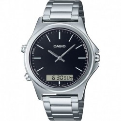 Reloj MTP VC01D 1E Casio Men's Stainless Steel Black Dial Analog Digital Dual Time Zone Watch