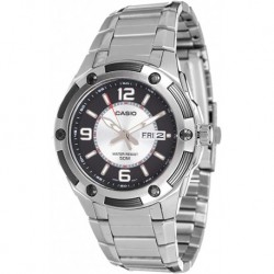 Reloj MTP1327D Casio Men's 1A1V Silver Stainless Steel Quartz Watch Black Dial