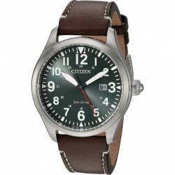 Reloj BM6838 09X Citizen Eco Drive Garrison Mens Watch, Stainless Steel Leather Strap, Field Watch