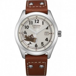 Reloj BV1088 08W Citizen Eco Drive Disney Quartz Mens Watch, Stainless Steel Leather strap, Mickey Mouse, Brown Model
