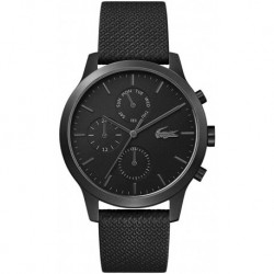 Reloj 2010997 Lacoste 12.12 Mens Black Leather Strap Dial