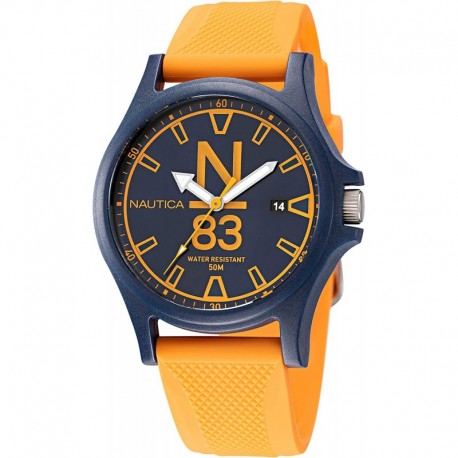 Reloj NAPJSS222 Nautica N83 Men's Java Sea Blue Orange Silicone Strap Watch