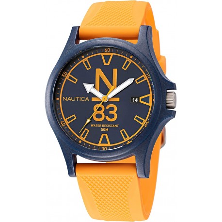 Reloj NAPJSS222 Nautica N83 Men's Java Sea Blue Orange Silicone Strap Watch