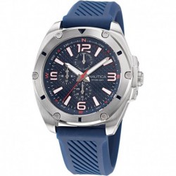 Reloj NAPTCS224 Nautica Men's Tin Can Bay Grey Blue Silicone Strap Watch