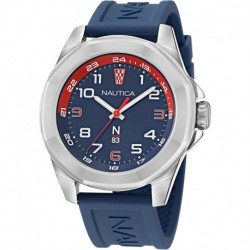 Reloj NAPTBS208 Nautica N83 Men's Tortuga Bay Silver Tone Blue Silicone Strap Watch