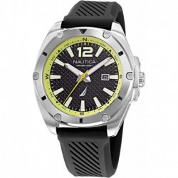 Reloj NAPTCS222 Nautica Men's Tin Can Bay Grey Black & Yellow Silicone Strap Watch