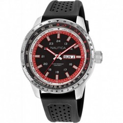 Reloj NAPP39S22 Nautica Men's Stainless Steel Quartz Silicone Strap, Black, 22 Casual Watch Model