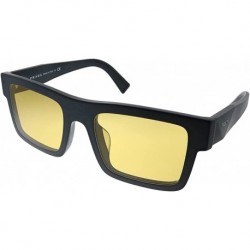 Gafas Prada PR 19WSF 1BO0B7 Black Plastic Rectangle Sunglasses Yellow Lens