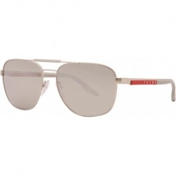 Gafas Prada Linea Rossa PS 53XS Men's Sunglasses Matte Silver Light Grey Mirror 60